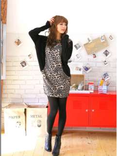 Black Leopard Long Sleeve Plus Size Dresses Women wears  