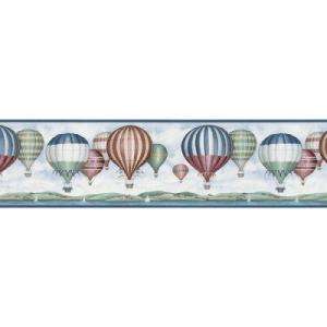 The Wallpaper Company 8.25 In.H X 12 In.L Blue Hot Air Balloon Border 