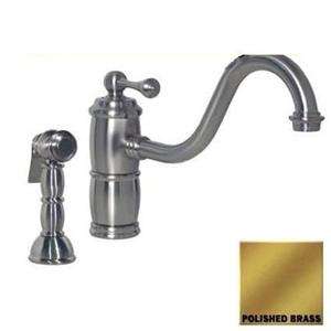 Cucina Single Lever Kitchen Faucet And Spray   Polished Brass  