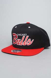 Mitchell & Ness The NBA Script Snapback Hat in Black Red  Karmaloop 