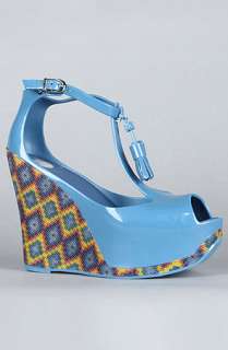 Melissa Shoes The Peace Wedge in Blue Tribal  Karmaloop   Global 