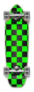 Checker Neon Green Complete Longboard Mini Cruiser Skat  