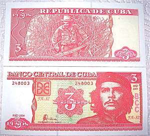 CHE GUEVARA BANCO CENTRAL DE CUBA 3 PESOS BILL Banknote  