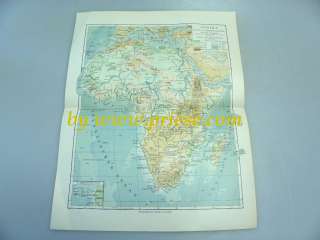 Landkarte Afrika Flüsse Gebirge Sahara 1909 Original  