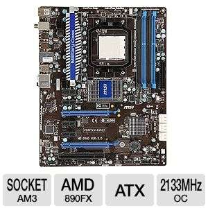 MSI 890FXA GD65 AMD Socket AM3 Motherboard   ATX, Socket AM3, AMD 