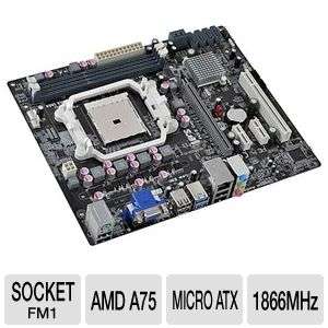 ECS A75F M2 AMD A Series Motherboard   Micro ATX, Socket FM1, AMD A75 