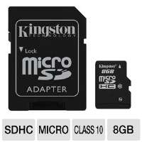 Click to view Kingston SDC10/8GB microSDHC Flash Card   8GB, Class 10 