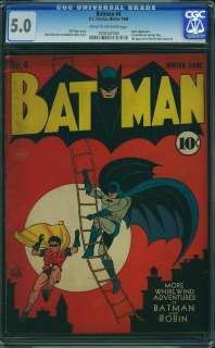 BATMAN #4 (1941) CGC 5.0 VG/F 3rd Joker, 1st Gotham City  