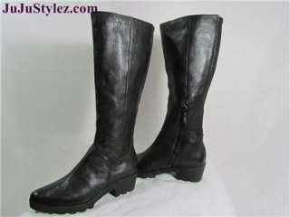   Authentic Womens Black Leather Stretch Knee High Boots size 7M  