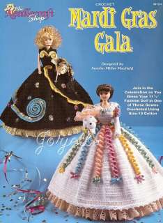 Mardi Gras Gala, crochet patterns fit Barbie dolls  
