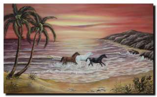 Acrylmalerei Christiane Schwarz; WILDPFERDE AM STRAND 100x60cm, Pferd 