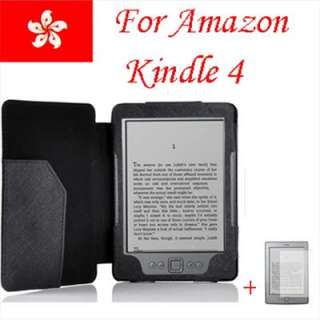 BLACK LEATHER POUCH CASE COVER FOR  KINDLE 4 4TH GENERATION+ 