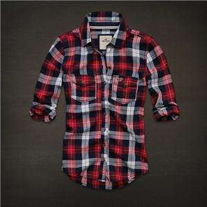 NWT Hollister by Abercrombie Women Jack Creek Red Plaid Classic Button 