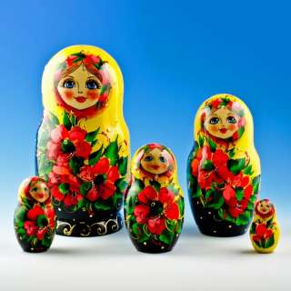   , Matreshka, Set of 5 pcs/ 6.5  Lada Russian Nesting Dolls  