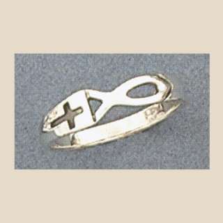 Sterling Silver Christian Ichthus Cross Ring Sizes 5 10  
