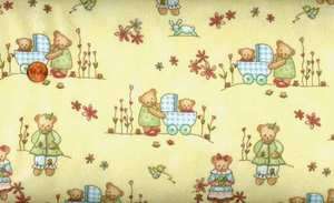 BEARY BOYS/GIRLS YELLOW FLANNEL QUILT FABRIC  