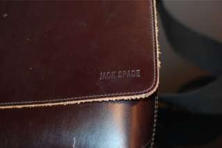 TOUGH Jack Spade Mens Thick Leather Messenger Briefcase Satchel Travel 