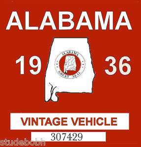 inspection sticker Alabama decal all years  
