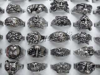 New style wholesale lots 20pcs skull carved biker men silver tone 