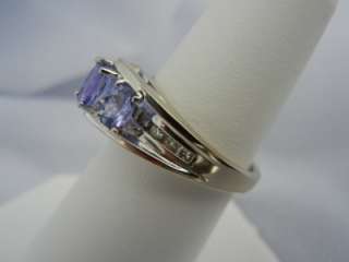 Tanzanite and Diamond Ring in 14K White Gold   Size 7 1/4  