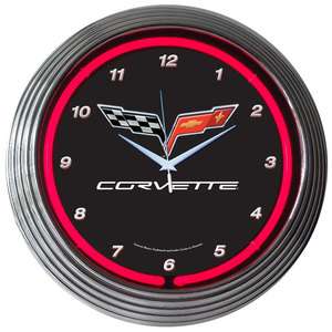 New Neon Lighted Corvette Vette Neon Clock  