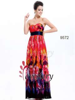 Floral Print Chiffon Strapless Prom Gown 09572 US Size 16 610585149478 