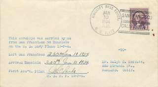 1934 1st US Navy Squadron Flight Cover AAMC TO #1200   Pilot Signed 