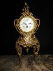 Antique French Bronze Onyx Champleve Crystal Regulator Clock porcelain 
