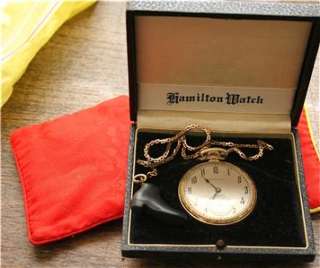 Vintage Hamilton 17 Jewels 14 KT GOLD FILLED Pocket Watch Very nice 