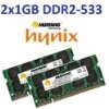 Dual Channel Kit 2 x 1 GB  2GB 200 pin DDR2 533 SODIMM (533Mhz, PC2 