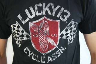 LUCKY 13 Cycle Association Rockabilly Tattoo T Shirt  