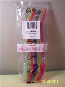 LOT 6 Reusable Multi Colored SPOON Straws (SP2)  