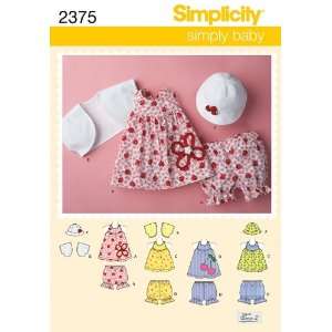Simplicity Schnittmuster 7485 A Baby Kleid,Top,Höschen,Bolero,Hut Gr 