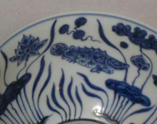 Chinese blue&white porcelain fish&lotus flower bowl  