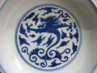   antique delicate fascinating blue and white porcelain dragon plate