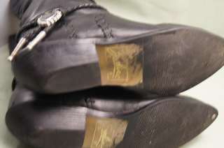 Zodiac Black Leather Slouch Heel 7 M Womens Western Boots  