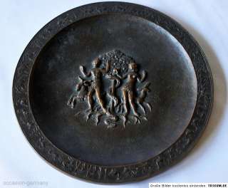 Bronze Teller, Fritz Nuss, erhöhtes Reliefdekor, Nuss47  