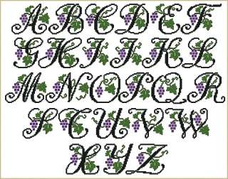 Grape Vines Vines cross stitch machine embroidery font   all symbols