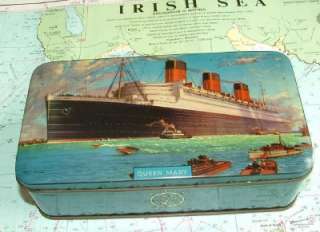 1950 Cunard White Star Line RMS Queen Mary Tinplate Box  