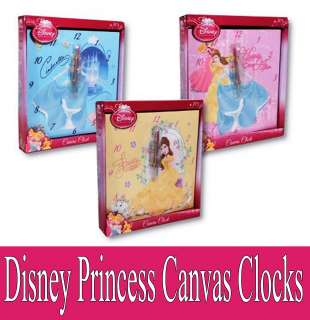 DISNEY PRINCESS CANVAS ART WALL CLOCK GIRLS BRAND NEW  