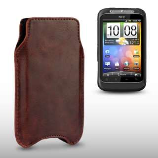 GENUINE LEATHER CASE FOR HTC WILDFIRE S BROWN  