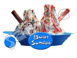 ice cream van / individual boat sundae sticker DIE CUT,  