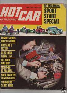 HOT CAR magazine 6/74 feat. Mustang II, Elan, 911S 2.7  