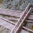 Set Of 25 Pink Stripy Paper Straws   parties