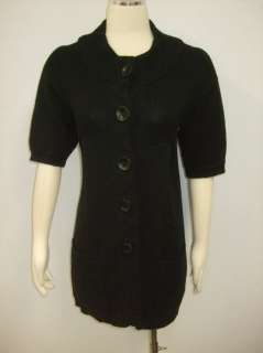 Vince Cynthia Vincent Black Wool Coat Knitted Sweater S  