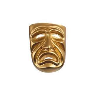 Gold Tragedy Mask   This is a classic gold Tragedy mask. One Size 
