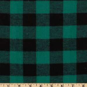  56 Wide Cotton Yarn Dyed Check Plaid Flannel Green/Black 