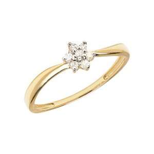  10K Yellow Gold Diamond Cluster Ring (Size 4.5) Jewelry