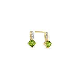   Peridot and Diamond Accent Drop Earrings in 10K Gold peridot Jewelry