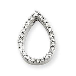 14k White Gold Diamond Teardrop Pendant Diamond quality AA (I1 clarity 